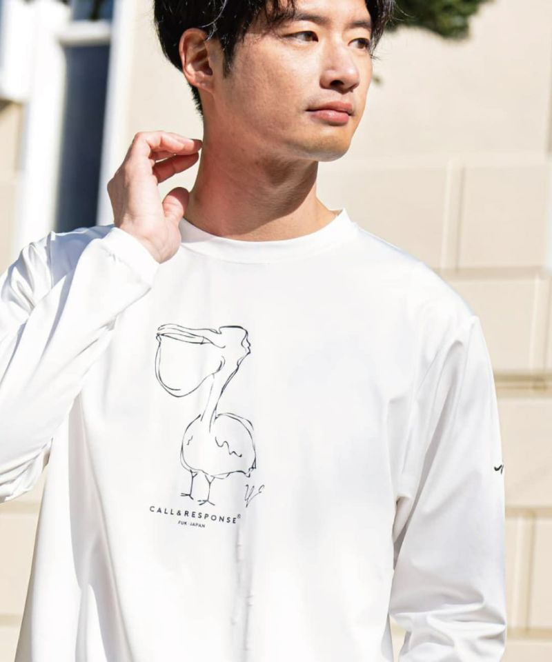 ペリカン/プリント長袖Tシャツ